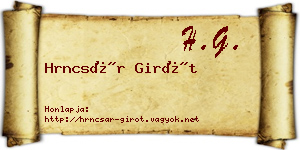 Hrncsár Girót névjegykártya